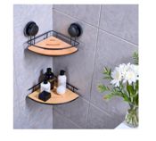 miniatura Estante Esquinero con Ventosa de Bambú y Metal 20x20x12,5cm 4