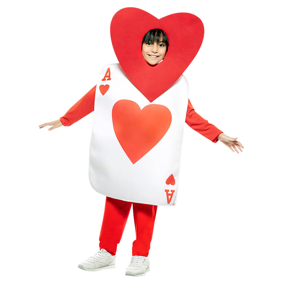 Disfraz de As de Corazones Infantil – Traje de Carta de Póker con Gorro 1
