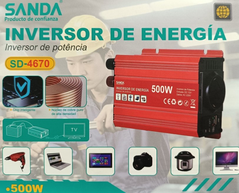 Inversor voltaje SD-4670 500 W 12V a 230V