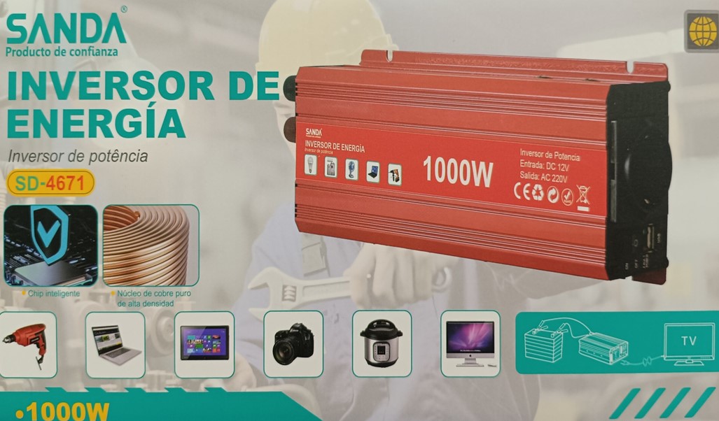 Inversor voltaje SD-4671 1000 W 12V a 230V