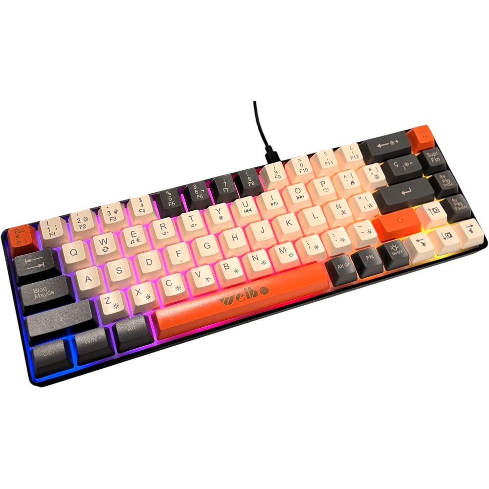 Teclado para Juegos 68 Teclas ES Layout con Cable USB C