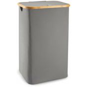 miniatura Cesto de ropa con Tapa Pongotodo Bambú y tejido Oxford 100L