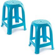 miniatura Juego 2 Taburetes de plástico Apilables para Interior y Exterior