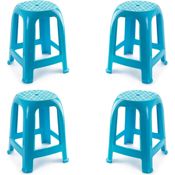 miniatura Juego 4 Taburetes de plástico Apilables para Interior y Exterior