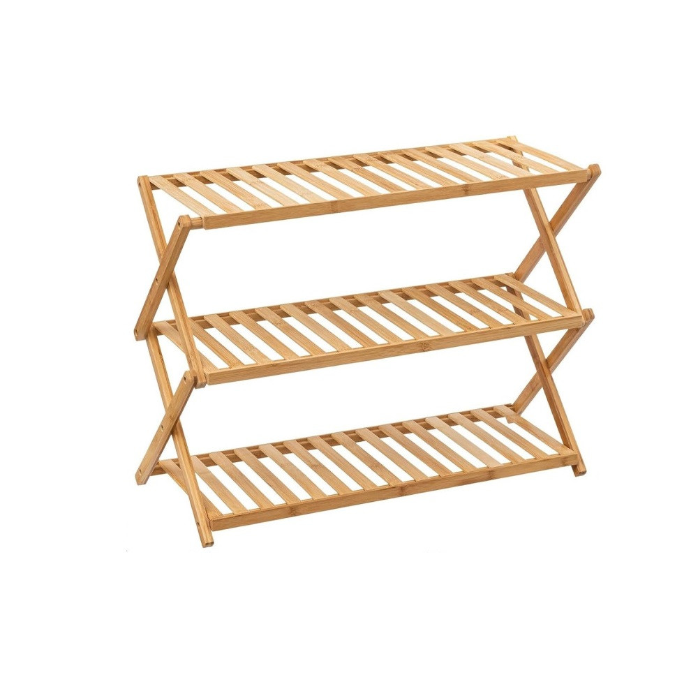 Estante Zapatero Bambú Plegable 3 alturas