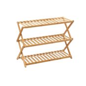 miniatura Estante Zapatero Bambú Plegable 3 alturas