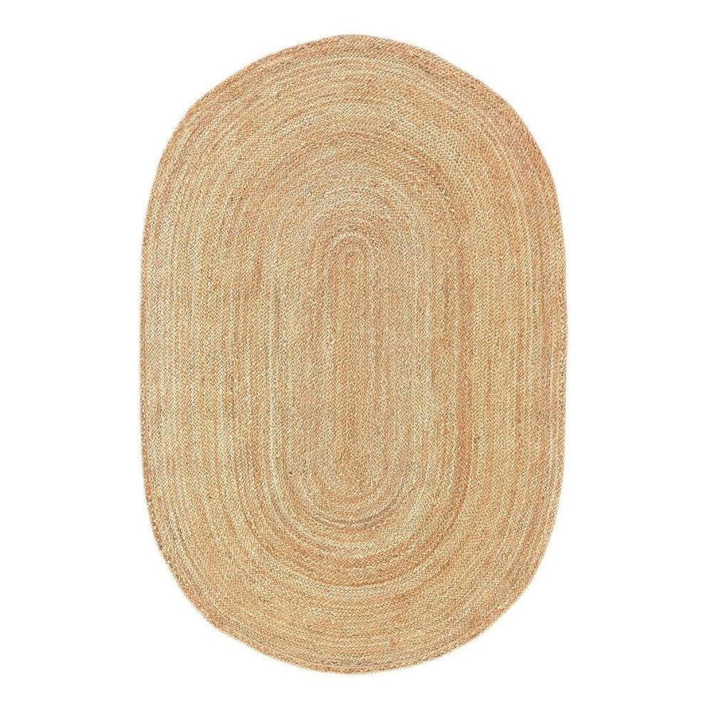 Alfombra Yute Natural Trenzada a Mano Ovalada