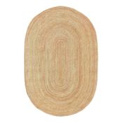 miniatura Alfombra Yute Natural Trenzada a Mano Ovalada