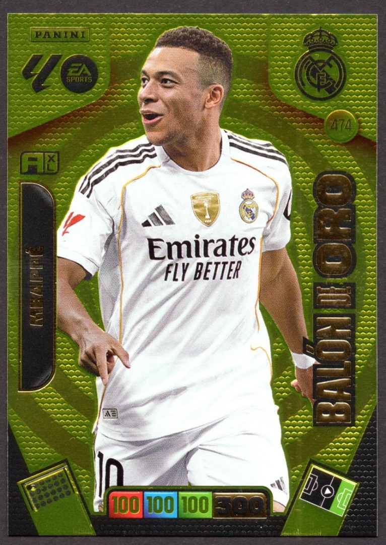 Balón de Oro #474 Kylian Mbappé 2025-26 Cromo Panini Adrenalyn XL La Liga 25/26