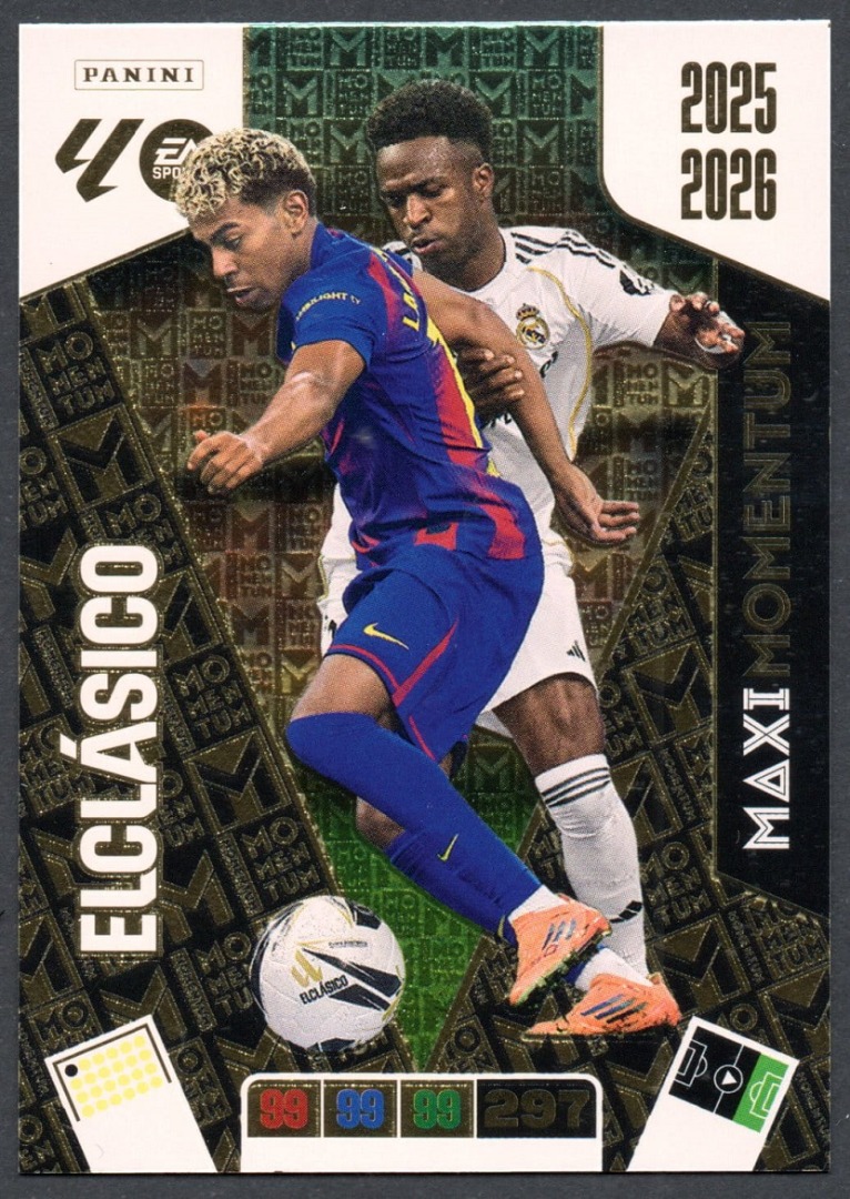 Maxi Momentum El Clásico Lamine Yamal Vinícius 2025-26 Cromo Panini Adrenalyn XL La Liga 25/26