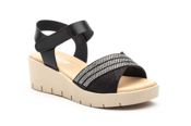 miniatura Sandalias Mujer Piel Negro Plata 1