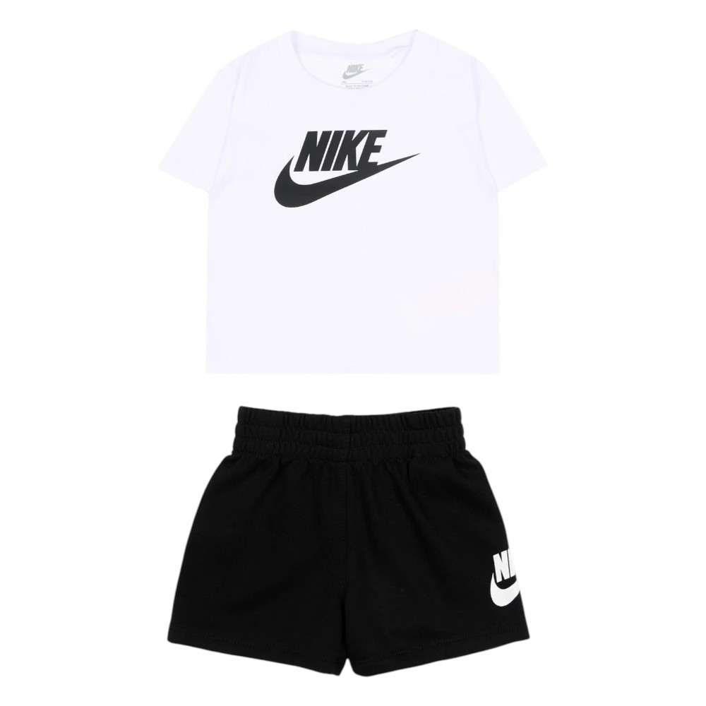 Imagen CHANDAL NIKE NKN CLUB TEE AND SHORT SET NEGRO BLANCO 66L596-F66 CONJUNTO CORTO NIÑO NIÑA