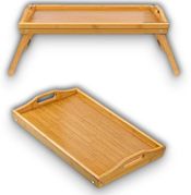 miniatura Bandeja para Comida con Soporte Plegable Bambú 44x27x19cm 2