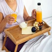 miniatura Bandeja para Comida con Soporte Plegable Bambú 44x27x19cm 3