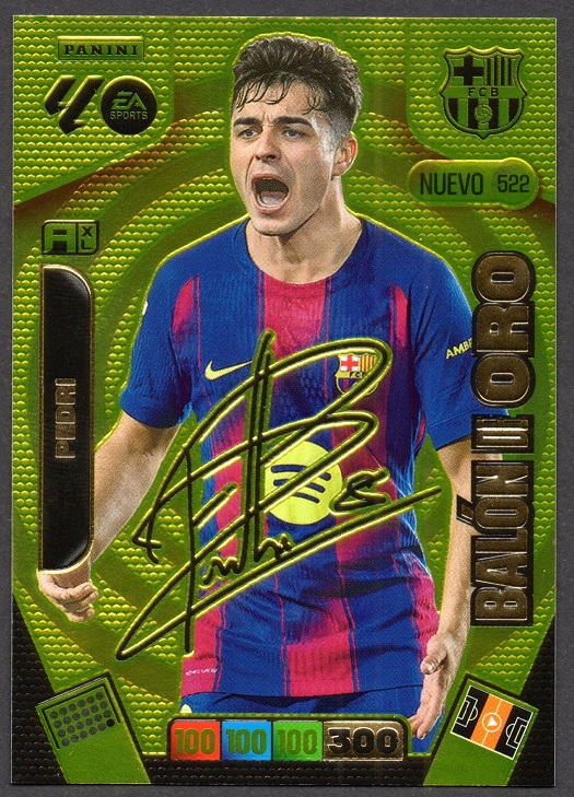 Nuevo Balón de Oro 522 Pedri firma impresa 2025-26 Cromo Panini Adrenalyn XL La Liga 25/26 2ª Edición