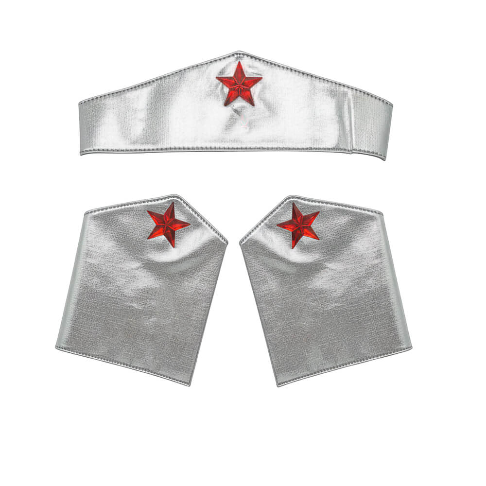 Conjunto de Tiara y Brazaletes Plateados para Princesa o Heroína 1