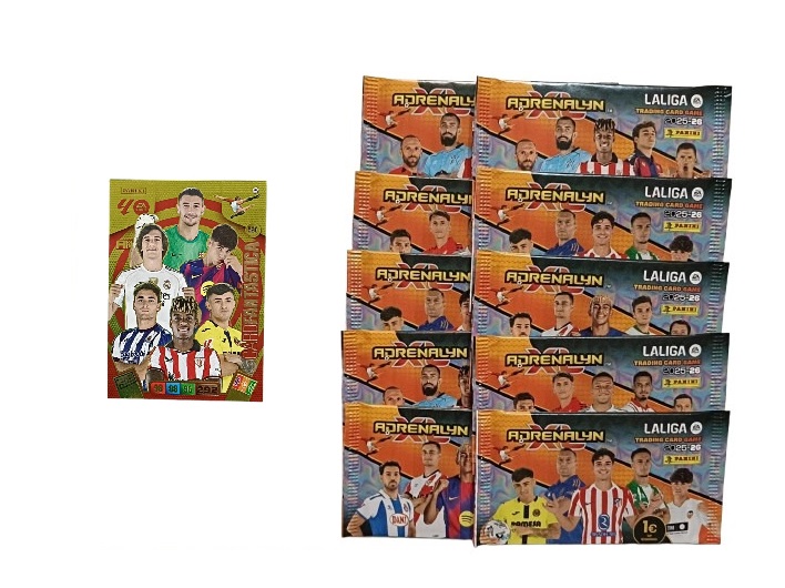 Card Fantástica + 10 sobres normales Adrenalyn Actualización XL 2025 2026 Panini
