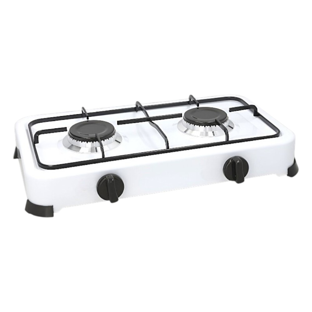 Cocina Portátil Gas de Doble Hornillo con Placas de Hierro Fundido 1