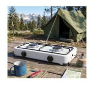 miniatura Cocina Portátil Gas de Doble Hornillo con Placas de Hierro Fundido 4