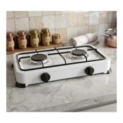 miniatura Cocina Portátil Gas de Doble Hornillo con Placas de Hierro Fundido 3