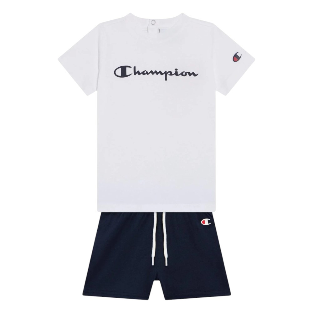 Imagen CHANDAL CHAMPION SET BEBE AZUL MARINO BLANCO 307527-WW001 CONJUNTO CORTO NIÑO NIÑA