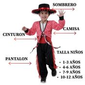 miniatura Disfraz de Flamenco Traje Cordobés Regional Bailarín Infantil Tallas 1-12 años 3