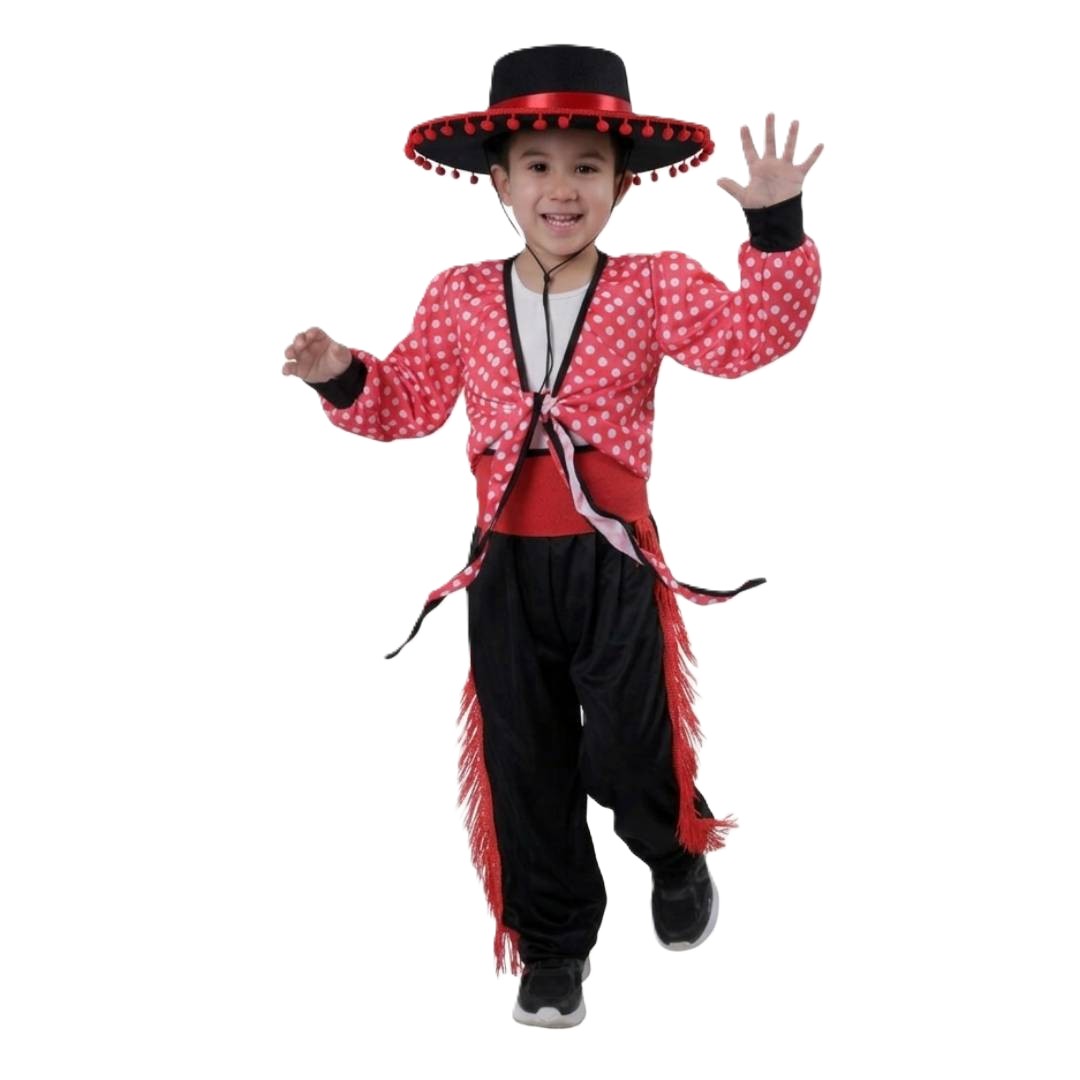 Disfraz de Flamenco Traje Cordobés Regional Bailarín Infantil Tallas 1-12 años 1