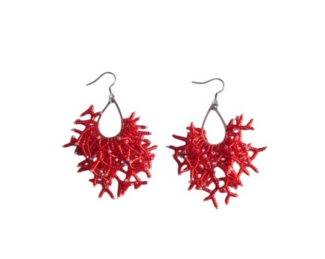 Pendientes coral con rocallas 01