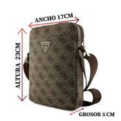 miniatura Bolso Bandolera Guess Logo triangular PU para Hombre Marrón 23x17x5 cm 3