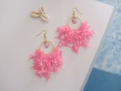 miniatura Pendientes acero con coral de rocallas y pez 09