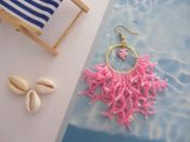 miniatura Pendientes acero con coral de rocallas y pez 03