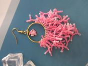 miniatura Pendientes acero con coral de rocallas y pez 14