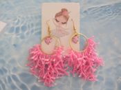 miniatura Pendientes acero con coral de rocallas y pez 05