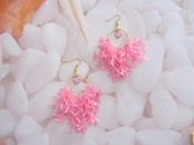 miniatura Pendientes acero con coral de rocallas y pez 07