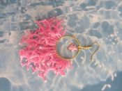 miniatura Pendientes acero con coral de rocallas y pez 12