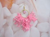 miniatura Pendientes acero con coral de rocallas y pez 06