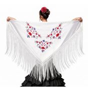 miniatura Mantón Tradicional Bordado – Complemento Flamenco y de Chulapa 150x60 cm 2