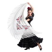 miniatura Mantón Tradicional Bordado – Complemento Flamenco y de Chulapa 150x60 cm 4