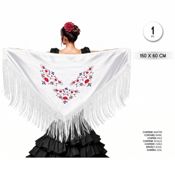 miniatura Mantón Tradicional Bordado – Complemento Flamenco y de Chulapa 150x60 cm 3