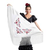 miniatura Mantón Tradicional Bordado – Complemento Flamenco y de Chulapa 150x60 cm 5