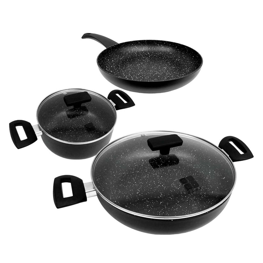 Klack Batería de cocina  de 5 piezas - aluminio - 20, 24 y 28 cm con tapas