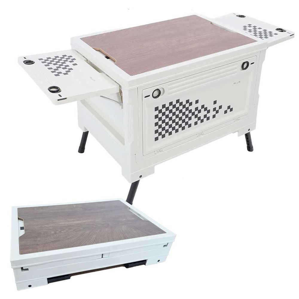 Klack Mesa / caja de almacenaje plegable multifuncional de 56l apertura en 4 direcciones, p/ camping, hogar, coche