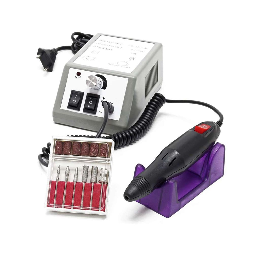 Klack Set manicura y pedicura  pro, torno, fresadora, pulidora de uñas lima eléc. con 6 cabezales