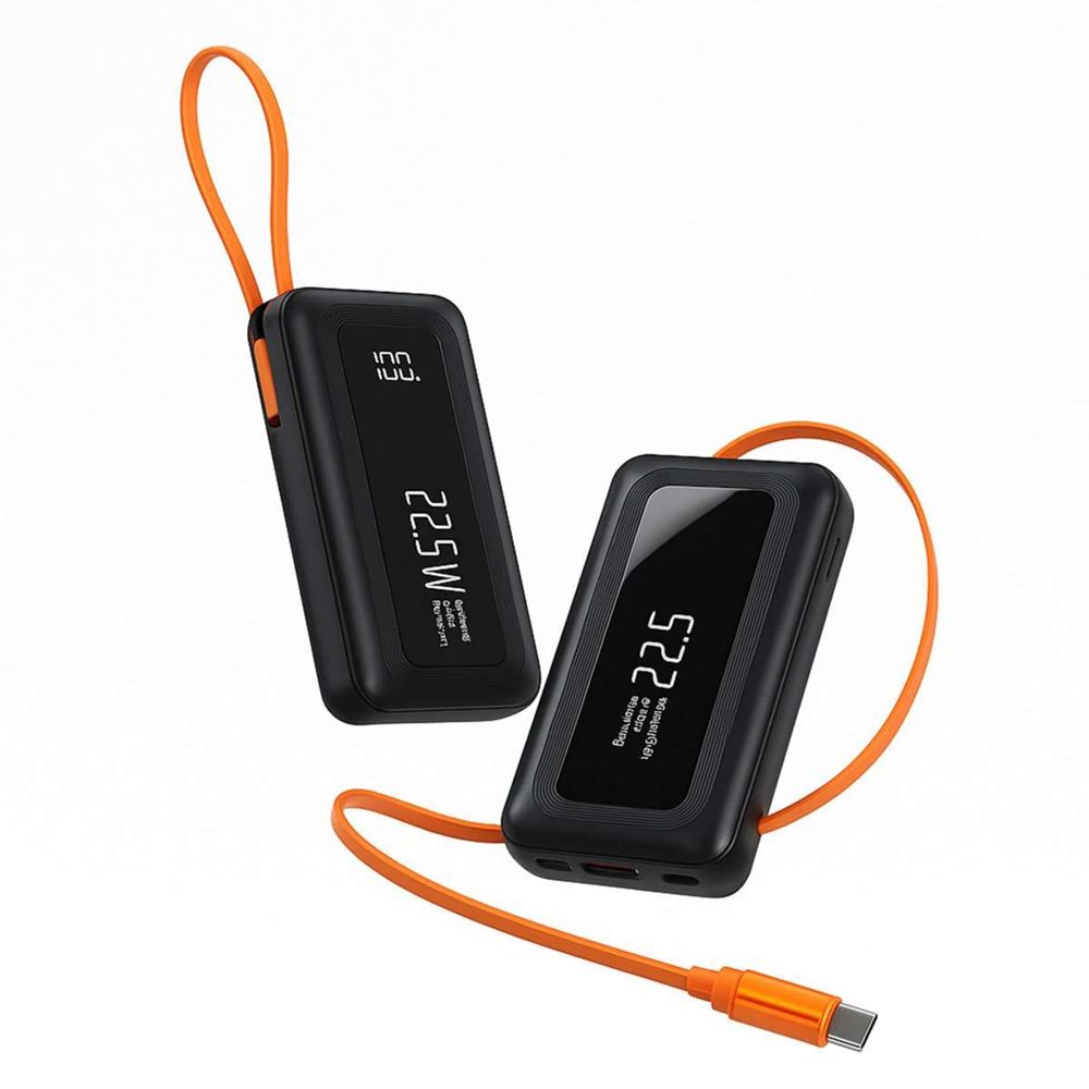 Klack Powerbank, batería externa  10000 mah con cable retráctil y adaptador para iphone - carga ráp. 22.5w