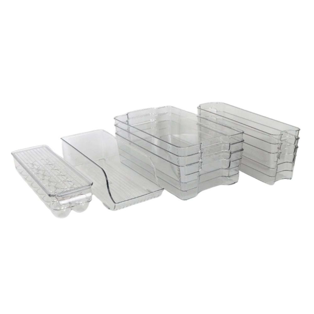 Klack Set de organizadores - 8 piezas de plástico transparente | p/ nevera, cocina