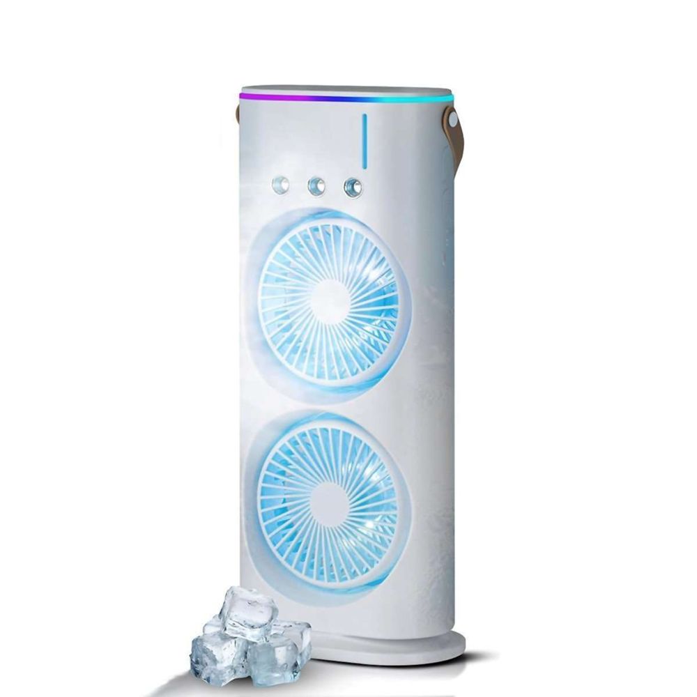 Klack Ventilador torre aqua con nebulización - aire acondicionado portátil, enfriador evaporativo recarg. por usb