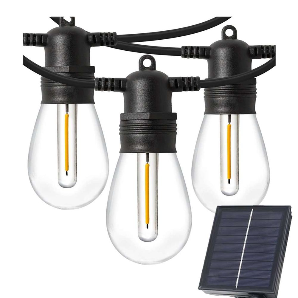 Klack Guirnalda solar de led vintage decorativas de exterior/interior de 5 metros y conexión a panel solar (total: 6
