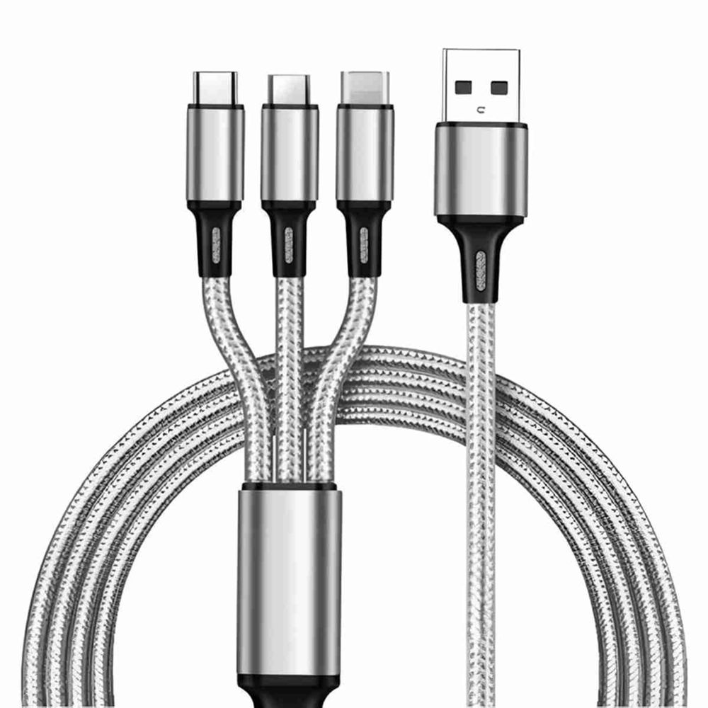 Klack Cable 3 en 1 universal de 1 metro con clavijas microusb - lightning y tipo - c. calidad