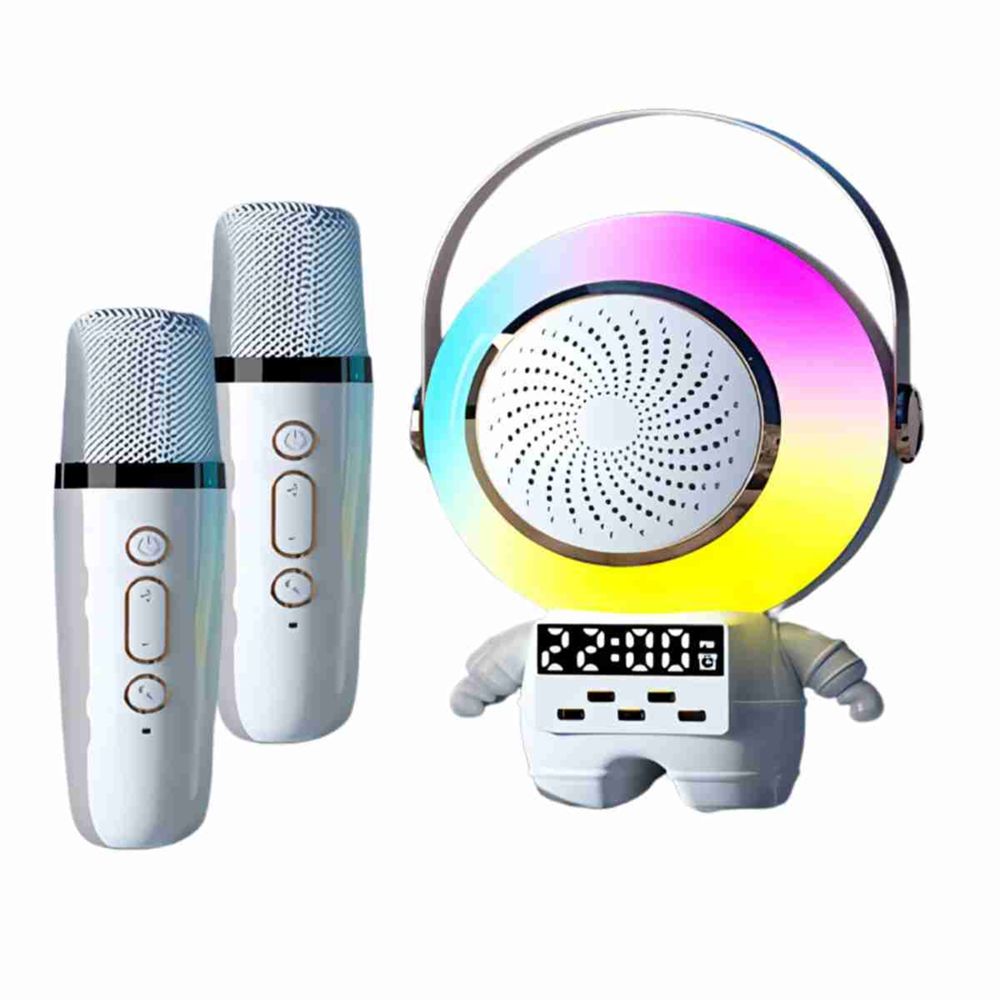 Klack Altavoz karaoke  con forma de astronauta y doble micrófono