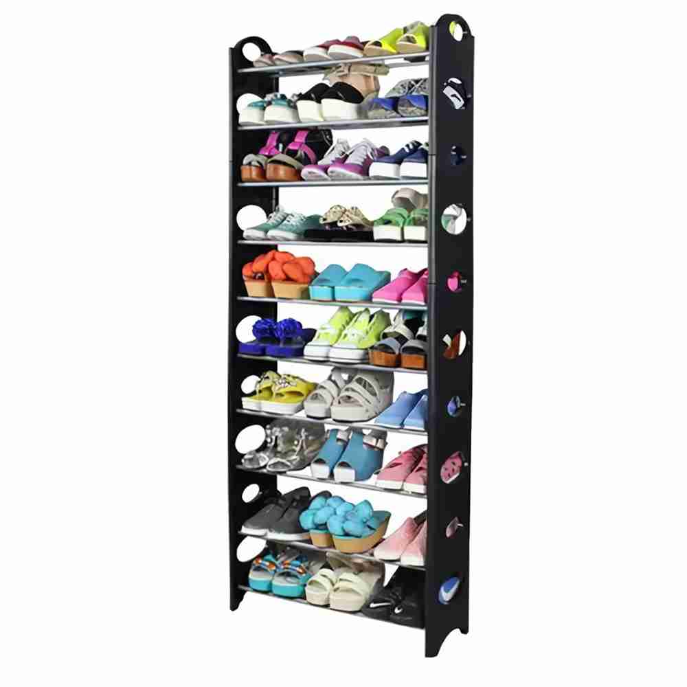 Klack Zapatero organizador de hasta 30 pares zapatillas zapatos sandalias  negro y acero